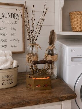 Primitive Brass Iron Accent with Brown Wood Handle